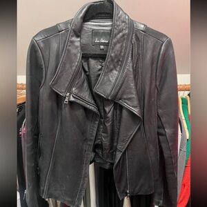 Sam Edelman Black Leather Asymmetrical Zip Jacket